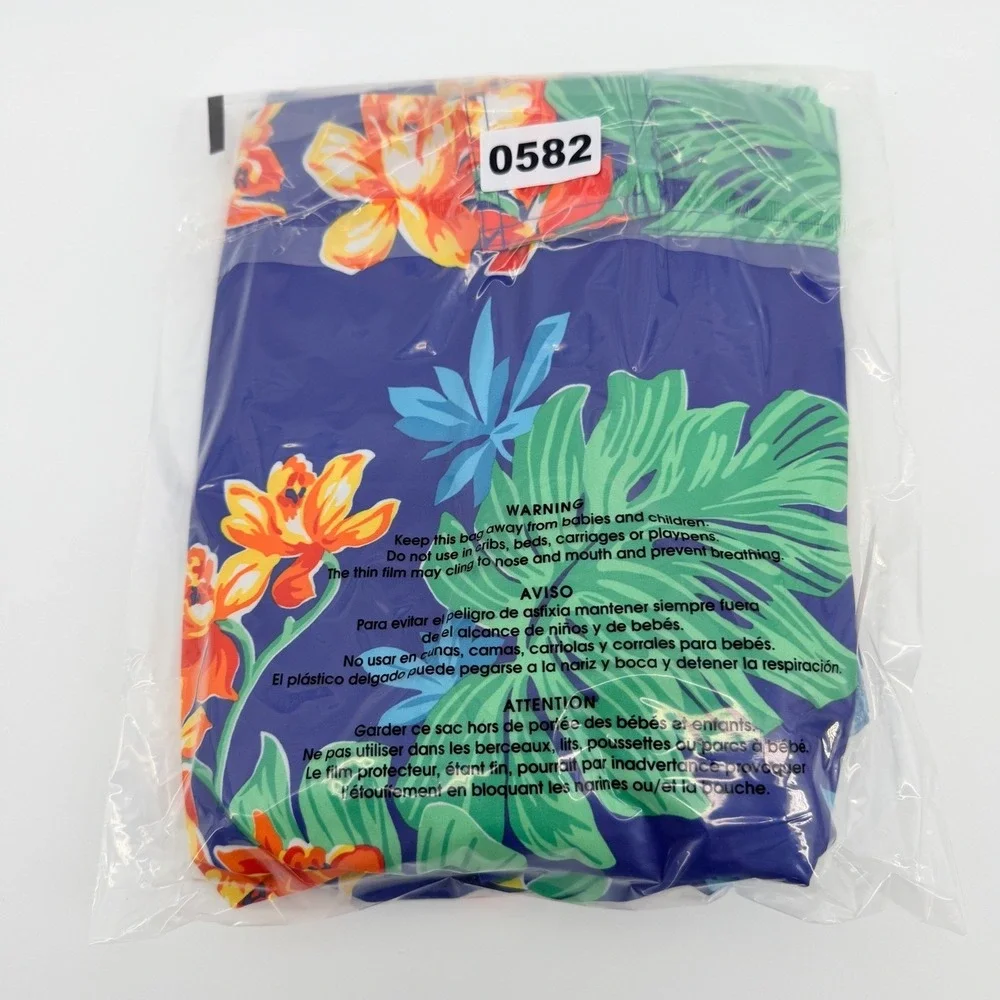 Polo Ralph Lauren Swim Trunks Mens M Blue Floral Tropical Hibiscus Beachwear